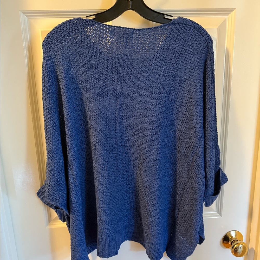 NWT "Beach Life" Cape Cod Map Blue Slouchy Knit Sweater, One Size S-L - Picture 9 of 13